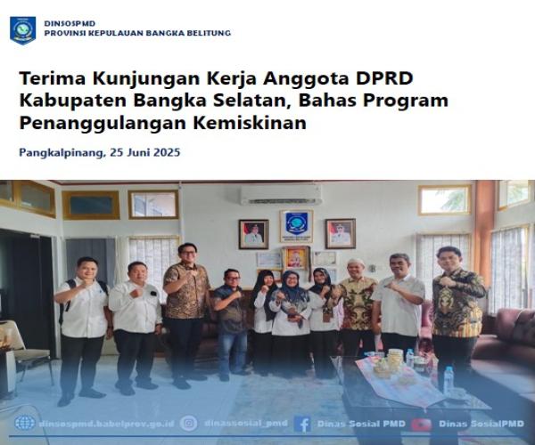 Kunjungi DINSOSPMD, Anggota Dewan DPRD Bangka Selatan Audiensi Terkait Penanggulangan Kemiskinan