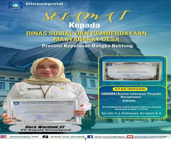 Dukung Budaya Inovasi Daerah, DINSOSPMD Raih Penghargaan 