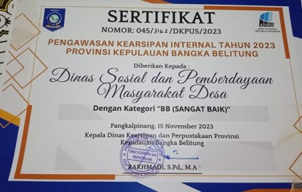 Sertifikat Penghargaan Terbaik dalam Pengelolaan Kearsipan Tingkat OPD Sertifikat Penghargaan Terbaik dalam Pengelolaan Kearsipan Tingkat OPD