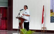 Pj Gubernur Ridwan Djamalludin memberikan sambutan pada peringatan ke 51 Hari Gerak Kesatuan PKK se Bangka Belitung, kamis (09/03/2023)